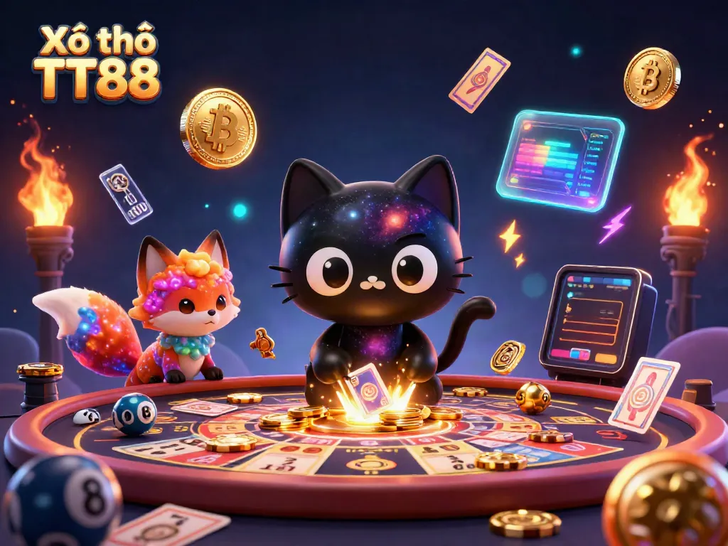 Experience exciting lottery games with Xổ số TT88 in a vibrant cosmic casino.