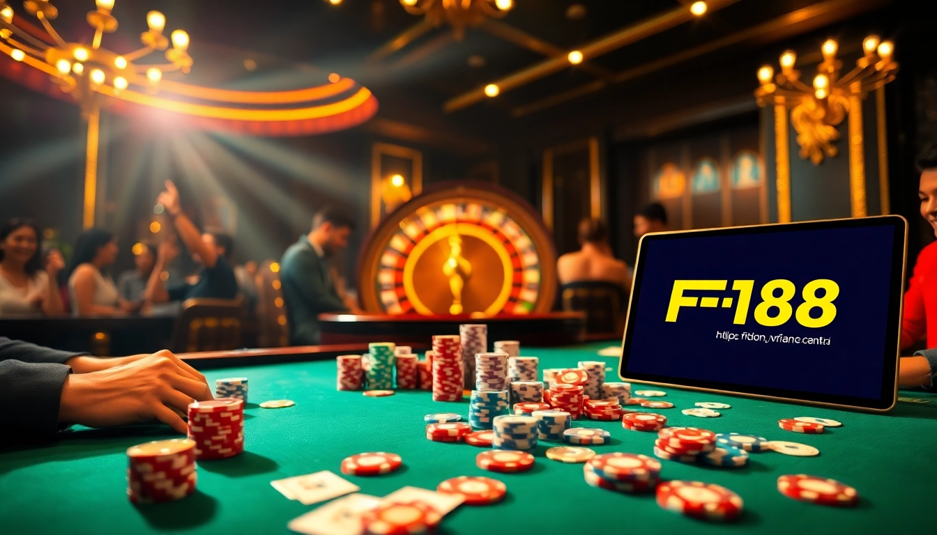 Experience thrilling gameplay at https://f168.vision/ with vibrant casino visuals of poker and roulette.