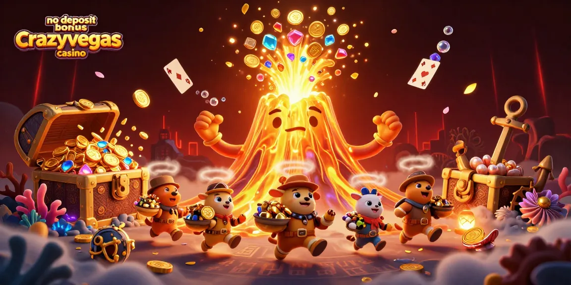 Experience the thrill of no deposit bonus at CrazyVegas Casino with this vibrant 3D illustration.