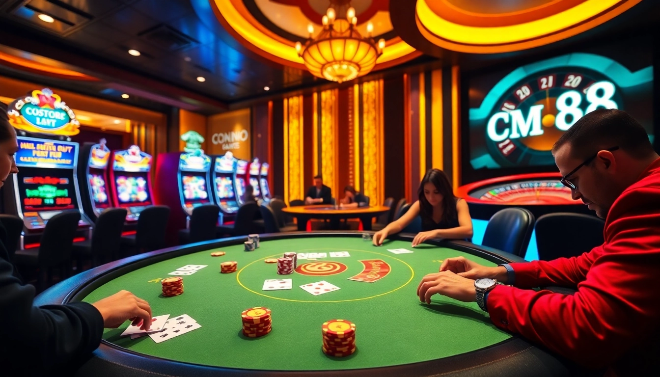 CM88 poker table scene with colorful chips and exciting gameplay atmosphere.