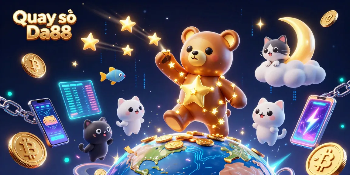 Experience the magic of Quay số Da88 with a 3D casino scene bursting with vibrant elements and characters.
