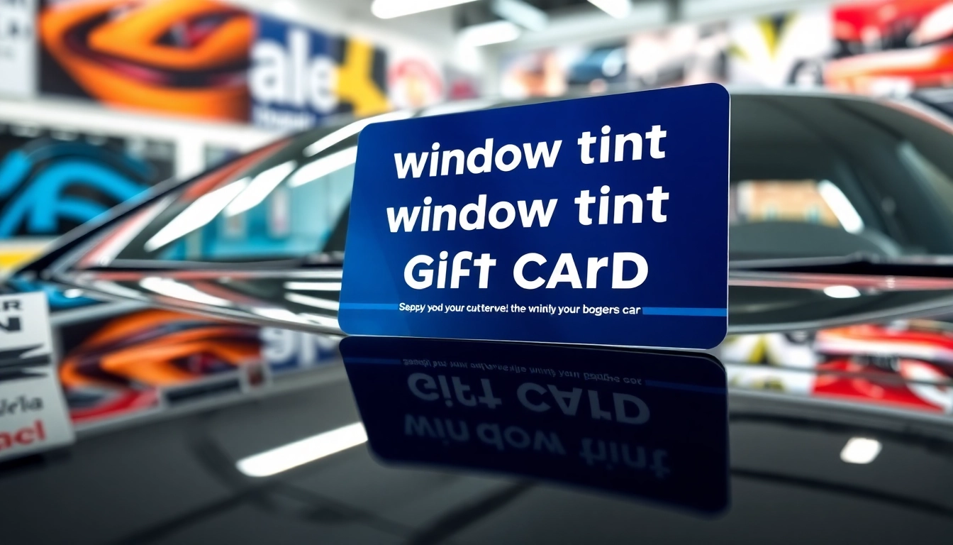 Enhance your ride with a stylish window tint gift card displayed on a sleek car.