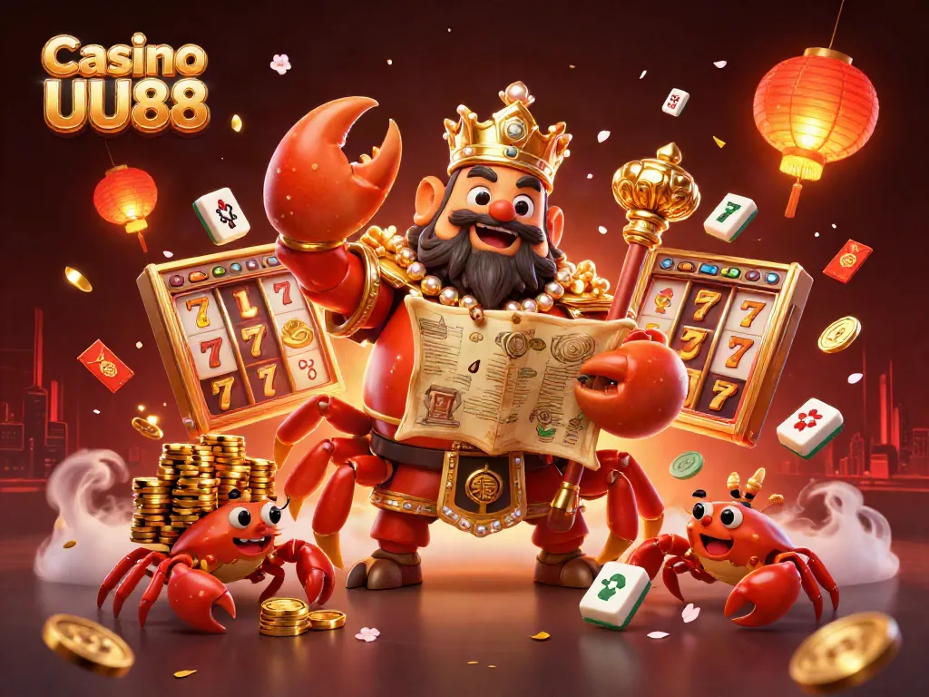 Engage in thrilling slots and games at Casino UU88 with vibrant scenes and captivating characters.