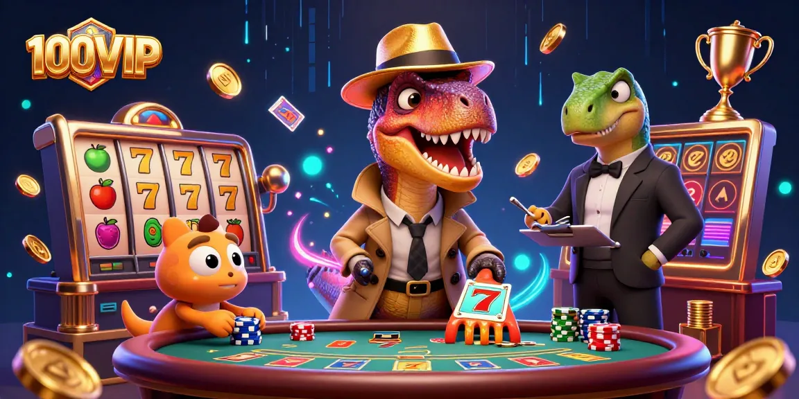 100VIP velociraptor card counter sneaks chips at a blackjack table under stegosaurus oversight.