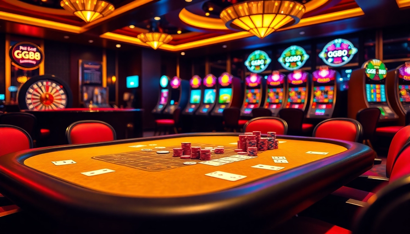 Experience the thrill of high-stakes poker at GG88's luxurious casino table.