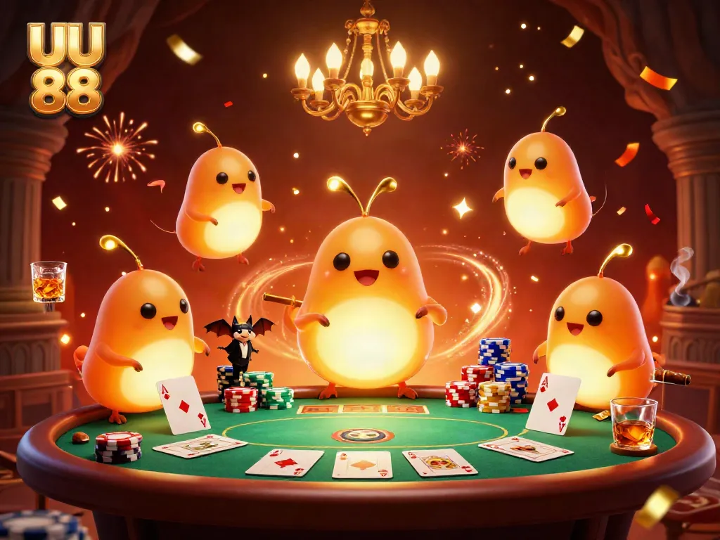 Experience exciting gameplay at UU 88 with glowing creatures enhancing a vibrant cave casino atmosphere.
