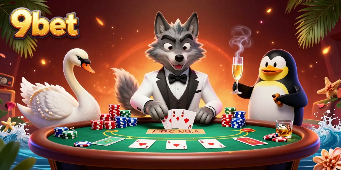 Experience the excitement of 9bet with engaging casino characters at the baccarat table