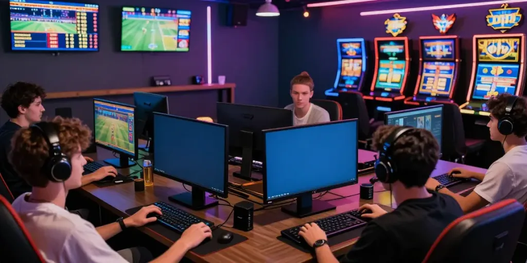 Exciting gaming experience at https://man88.hair/ featuring diverse players engaged in various online games.