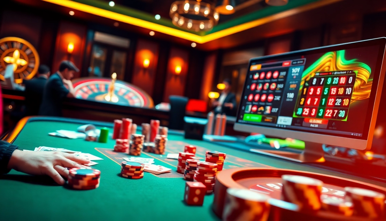 Playing exciting card games at trang chủ xx88 online casino with vibrant casino elements.